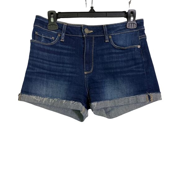 Paige Jimmy Jimmy Denim Shorts Women’s 27 Blue Rolled Hem Distressed Stretch - Picture 1 of 8